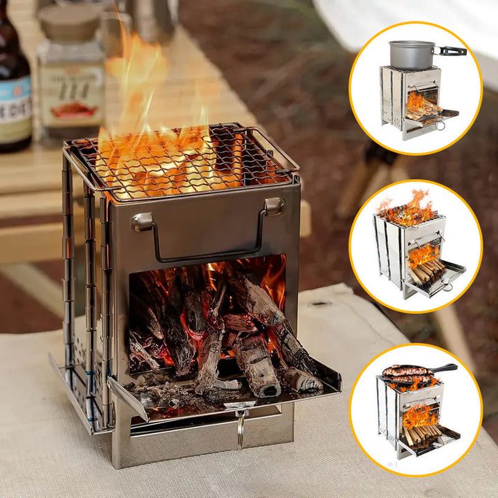 Mini Wood Stove – Stainless Steel Camping Grill