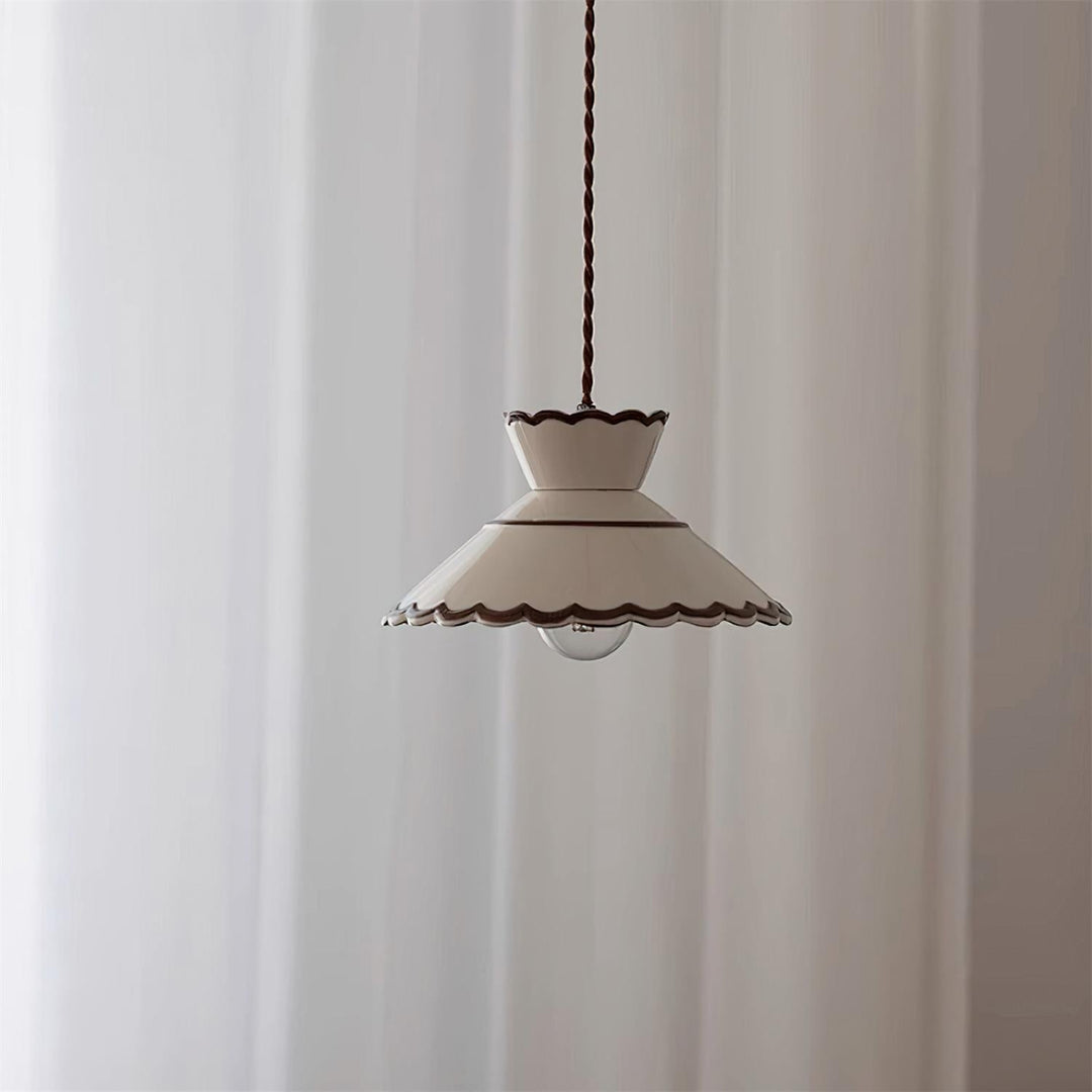 Pendant Light Ceramic 9.6 in Cream Vintage Dining Room Kitchen Island Hanging Ceiling Lamp | Kalsten