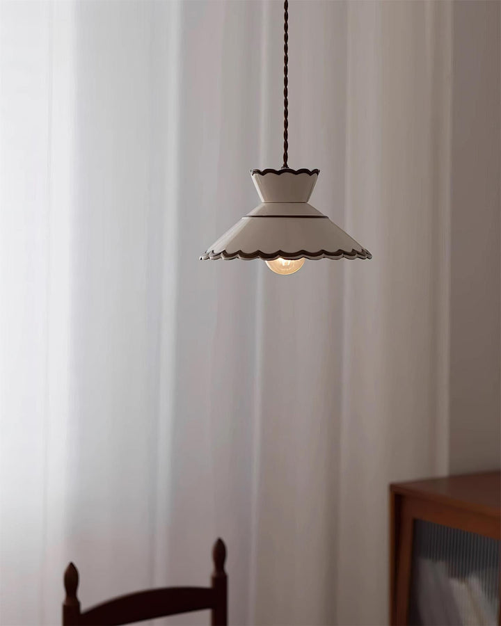 Pendant Light Ceramic 9.6 in Cream Vintage Dining Room Kitchen Island Hanging Ceiling Lamp | Kalsten