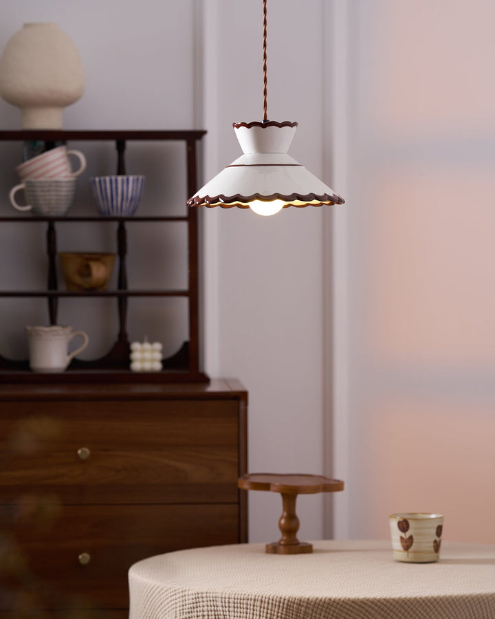 Pendant Light Ceramic 9.6 in Cream Vintage Dining Room Kitchen Island Hanging Ceiling Lamp | Kalsten