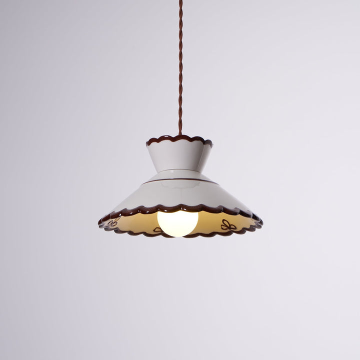 Pendant Light Ceramic 9.6 in Cream Vintage Dining Room Kitchen Island Hanging Ceiling Lamp | Kalsten