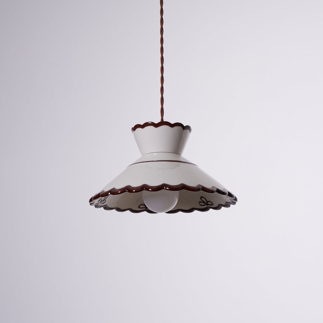 Pendant Light Ceramic 9.6 in Cream Vintage Dining Room Kitchen Island Hanging Ceiling Lamp | Kalsten
