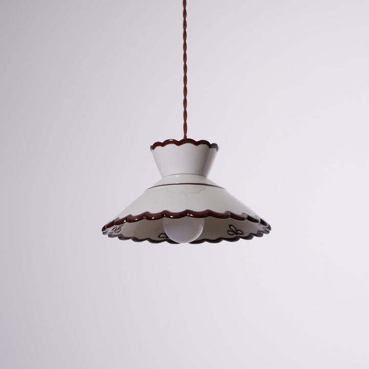 Pendant Light Ceramic 9.6 in Cream Vintage Dining Room Kitchen Island Hanging Ceiling Lamp | Kalsten