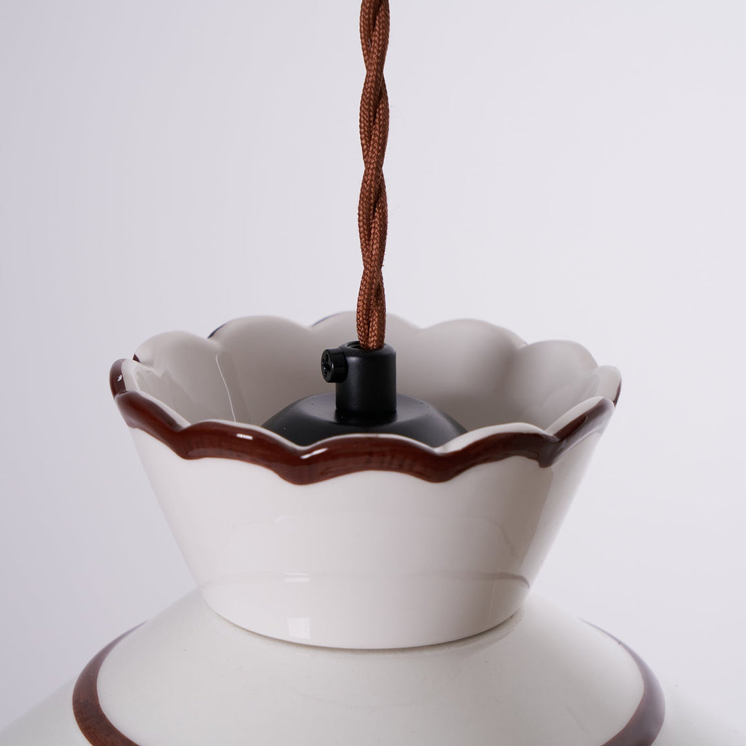Pendant Light Ceramic 9.6 in Cream Vintage Dining Room Kitchen Island Hanging Ceiling Lamp | Kalsten