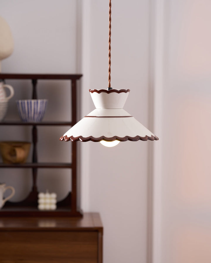 Pendant Light Ceramic 9.6 in Cream Vintage Dining Room Kitchen Island Hanging Ceiling Lamp | Kalsten