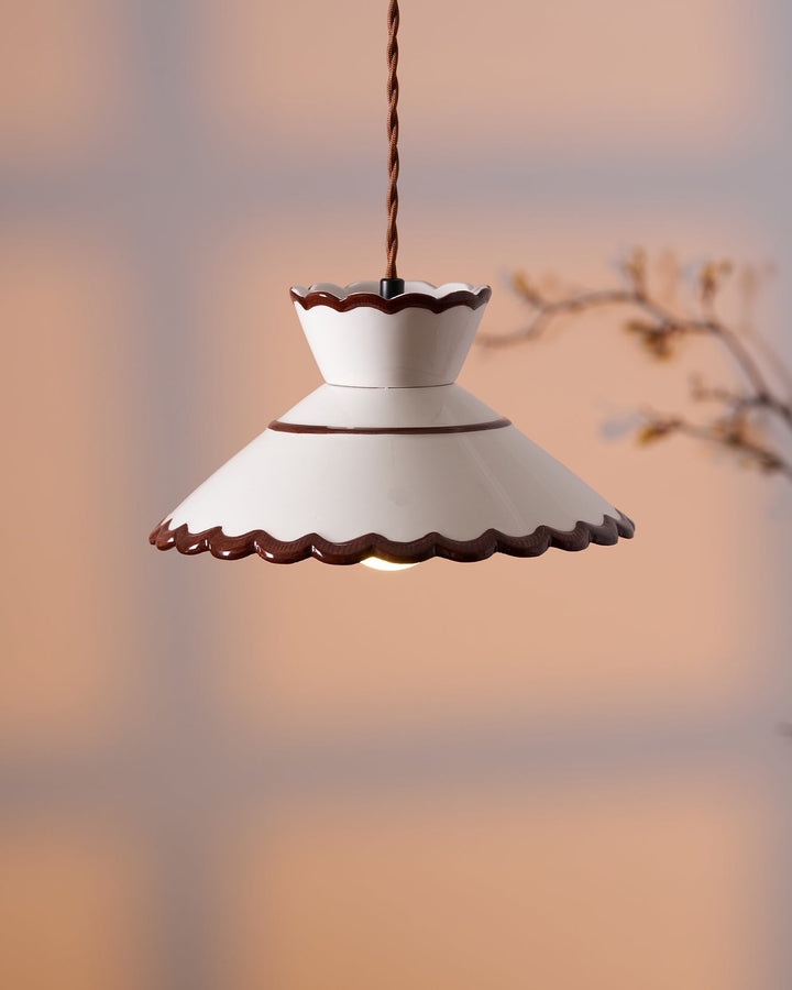 Pendant Light Ceramic 9.6 in Cream Vintage Dining Room Kitchen Island Hanging Ceiling Lamp | Kalsten