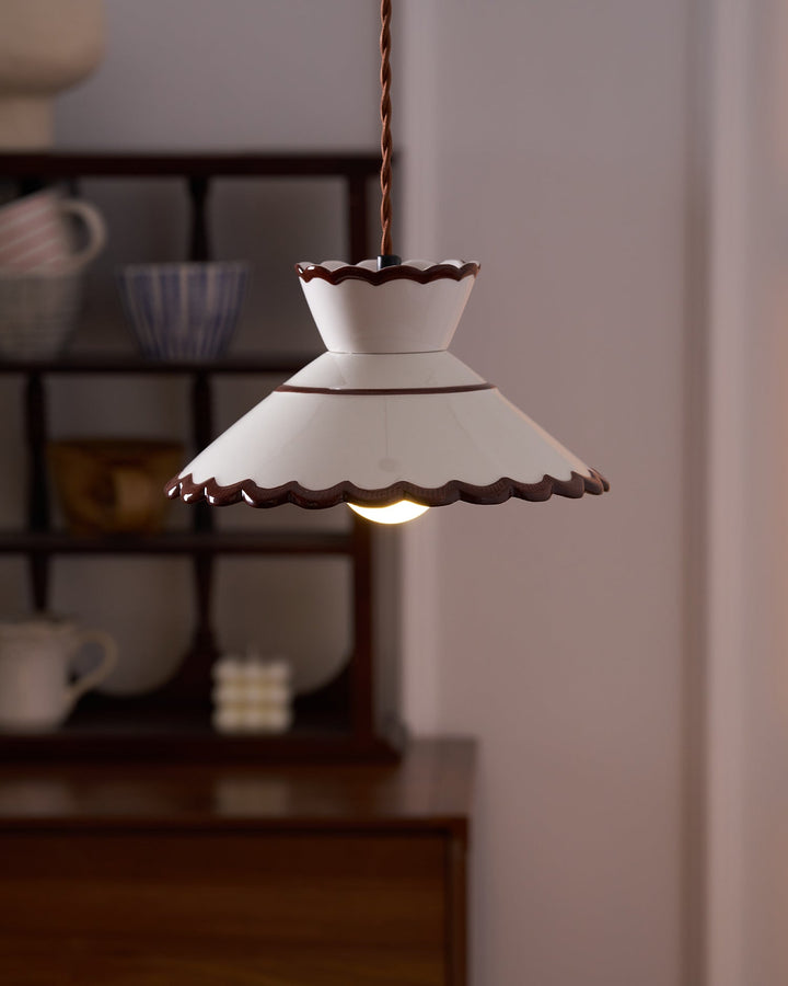 Pendant Light Ceramic 9.6 in Cream Vintage Dining Room Kitchen Island Hanging Ceiling Lamp | Kalsten