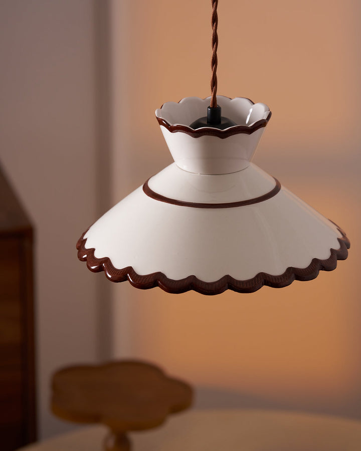 Pendant Light Ceramic 9.6 in Cream Vintage Dining Room Kitchen Island Hanging Ceiling Lamp | Kalsten
