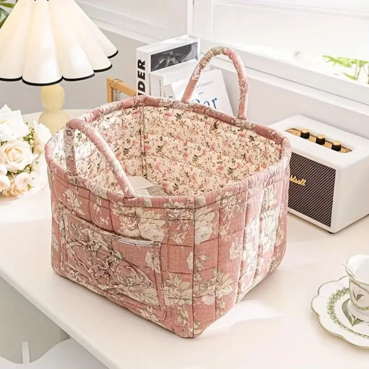 Floral Canvas Storage Basket for Stylish Organization – Durable and Lightweight, Machine Washable Design