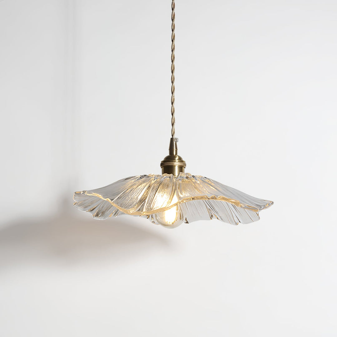Pendant Light Glass Flower Shade 11 in x 5.1 in Pink Clear Green Dining Room Kitchen Island Hanging Ceiling Lamp | Kalsten