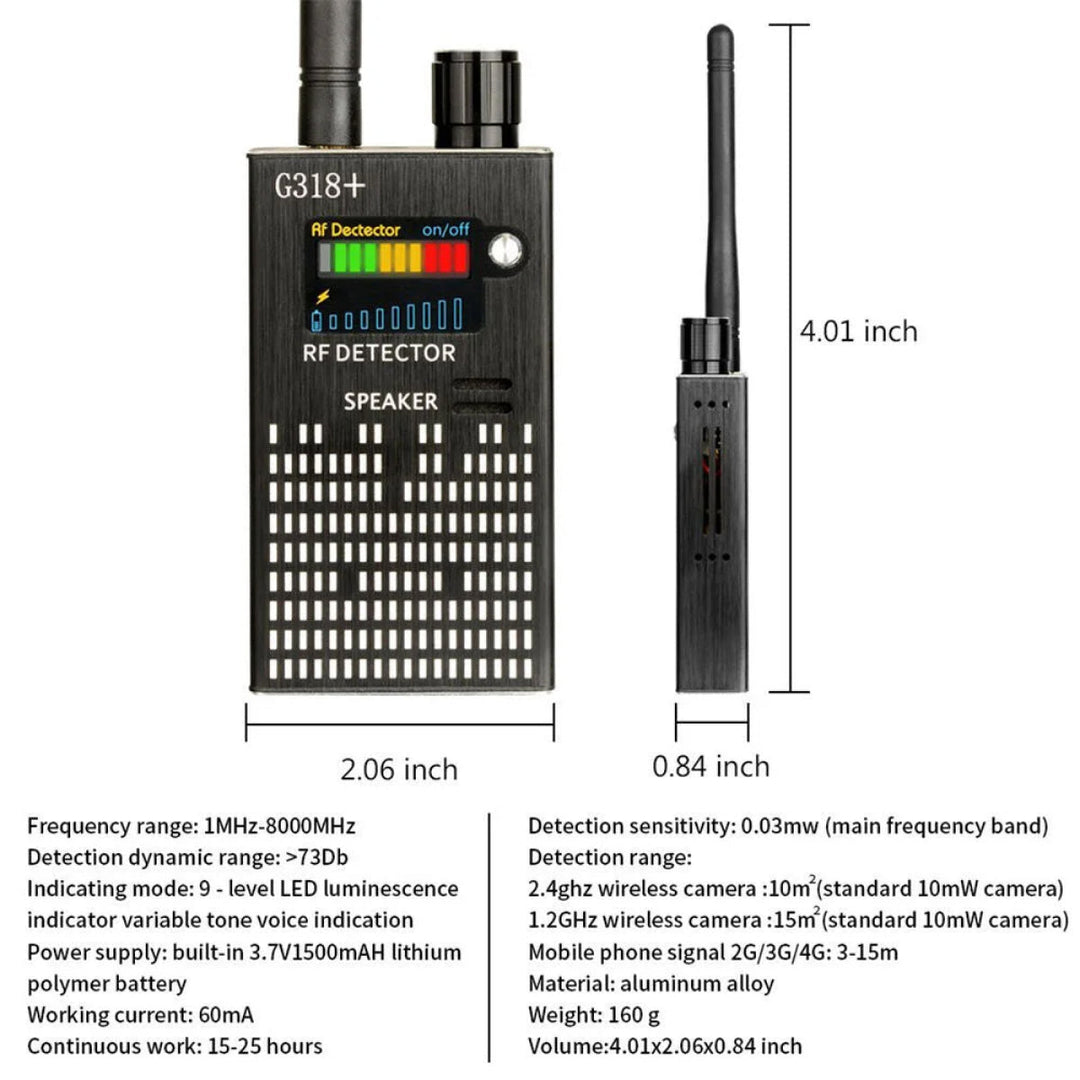 Spy Detector | RF Eavesdropping Device, Hidden Camera & GPS Tracker Finder with Laser Lens - Anti-Surveillance Signal Protection | Kalsten