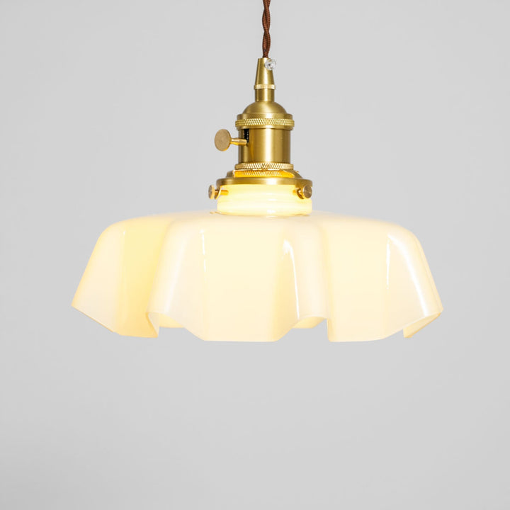 Ceramic Pendant Light 9.8 in x 5.1 in Adjustable Ceiling Indoor White Beige Pink Blue Vintage Lampshade | Kalsten