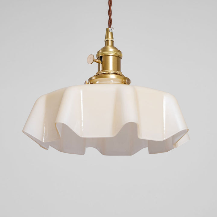 Ceramic Pendant Light 9.8 in x 5.1 in Adjustable Ceiling Indoor White Beige Pink Blue Vintage Lampshade | Kalsten