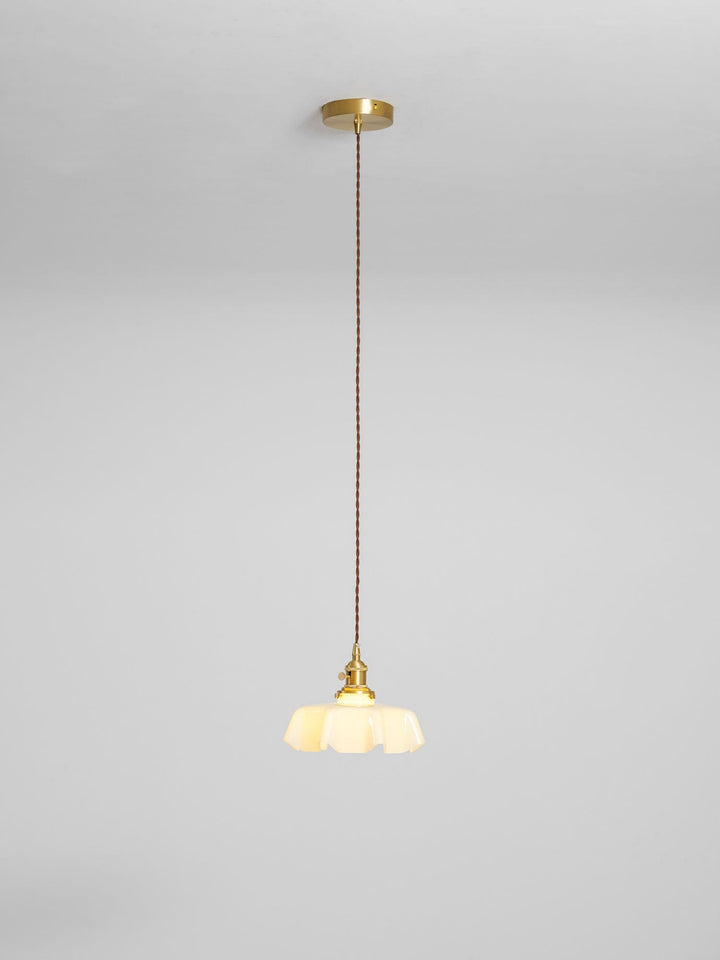 Ceramic Pendant Light 9.8 in x 5.1 in Adjustable Ceiling Indoor White Beige Pink Blue Vintage Lampshade | Kalsten