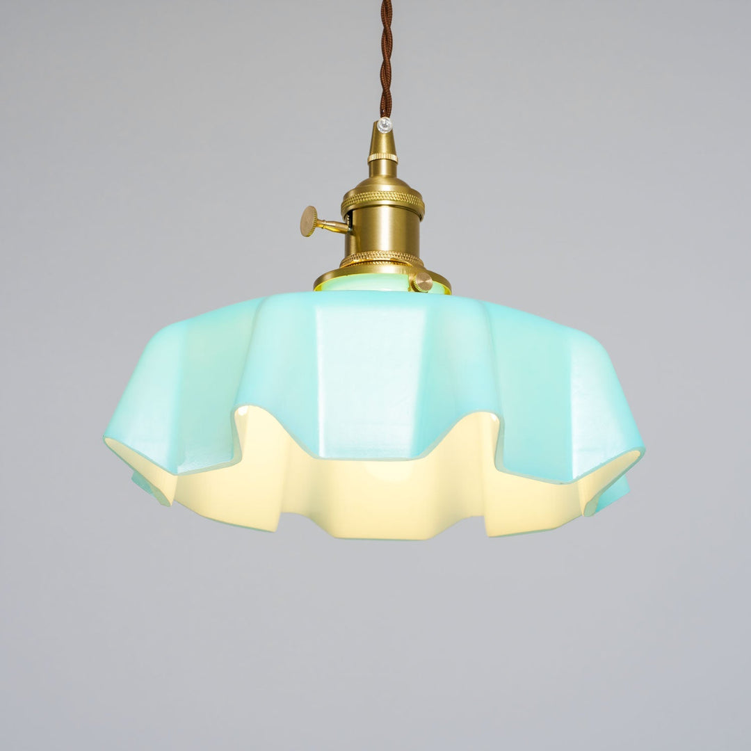 Ceramic Pendant Light 9.8 in x 5.1 in Adjustable Ceiling Indoor White Beige Pink Blue Vintage Lampshade | Kalsten