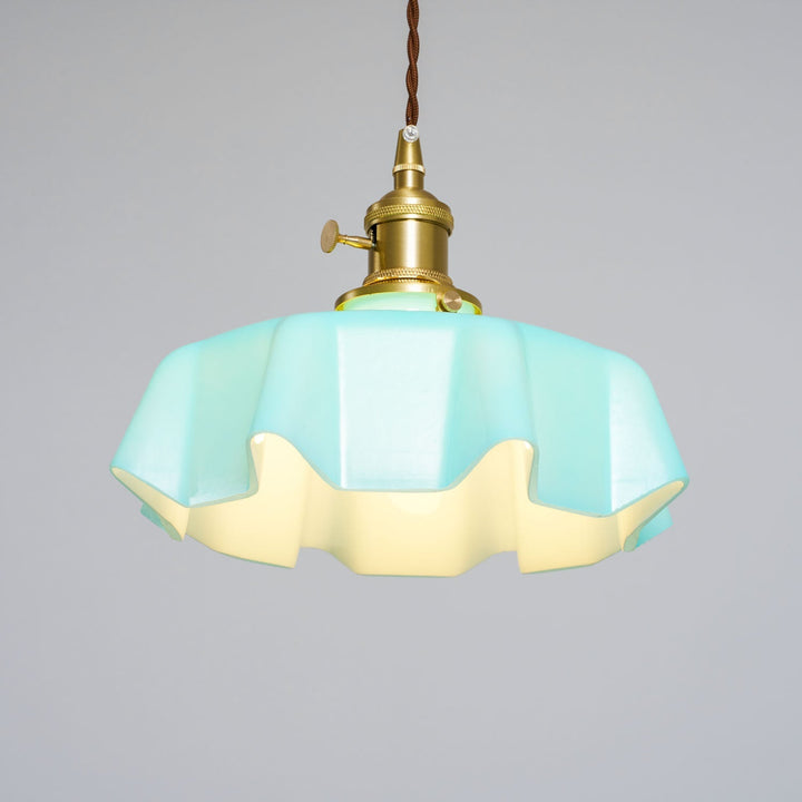 Ceramic Pendant Light 9.8 in x 5.1 in Adjustable Ceiling Indoor White Beige Pink Blue Vintage Lampshade | Kalsten