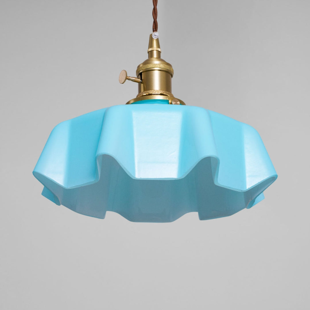 Ceramic Pendant Light 9.8 in x 5.1 in Adjustable Ceiling Indoor White Beige Pink Blue Vintage Lampshade | Kalsten
