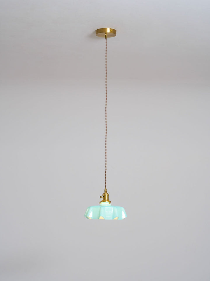 Ceramic Pendant Light 9.8 in x 5.1 in Adjustable Ceiling Indoor White Beige Pink Blue Vintage Lampshade | Kalsten