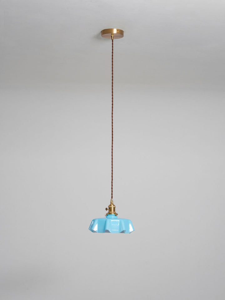 Ceramic Pendant Light 9.8 in x 5.1 in Adjustable Ceiling Indoor White Beige Pink Blue Vintage Lampshade | Kalsten