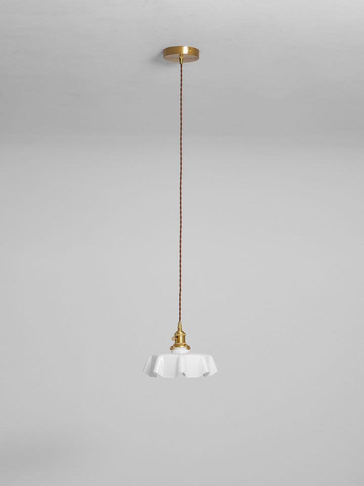 Ceramic Pendant Light 9.8 in x 5.1 in Adjustable Ceiling Indoor White Beige Pink Blue Vintage Lampshade | Kalsten