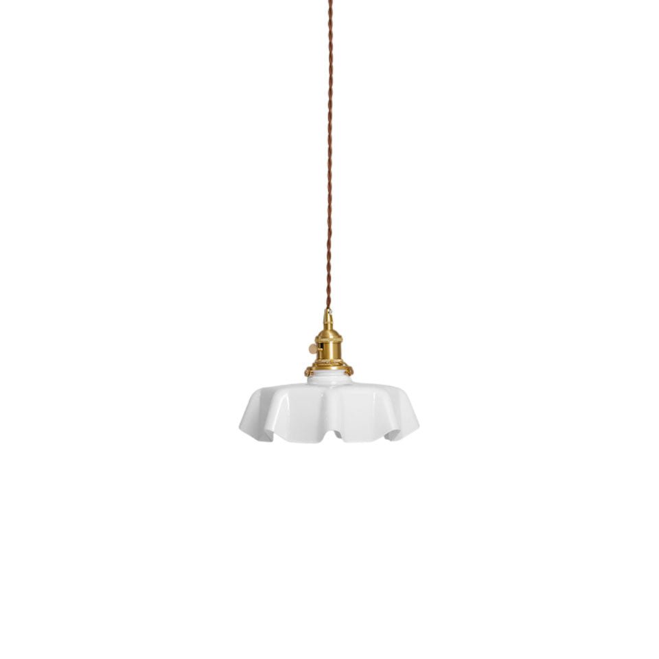 Ceramic Pendant Light 9.8 in x 5.1 in Adjustable Ceiling Indoor White Beige Pink Blue Vintage Lampshade | Kalsten