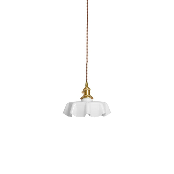 Ceramic Pendant Light 9.8 in x 5.1 in Adjustable Ceiling Indoor White Beige Pink Blue Vintage Lampshade | Kalsten