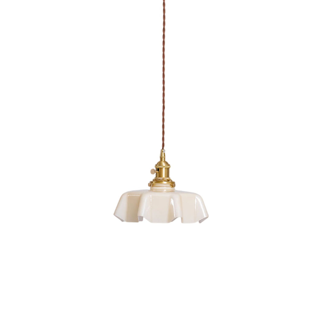Ceramic Pendant Light 9.8 in x 5.1 in Adjustable Ceiling Indoor White Beige Pink Blue Vintage Lampshade | Kalsten