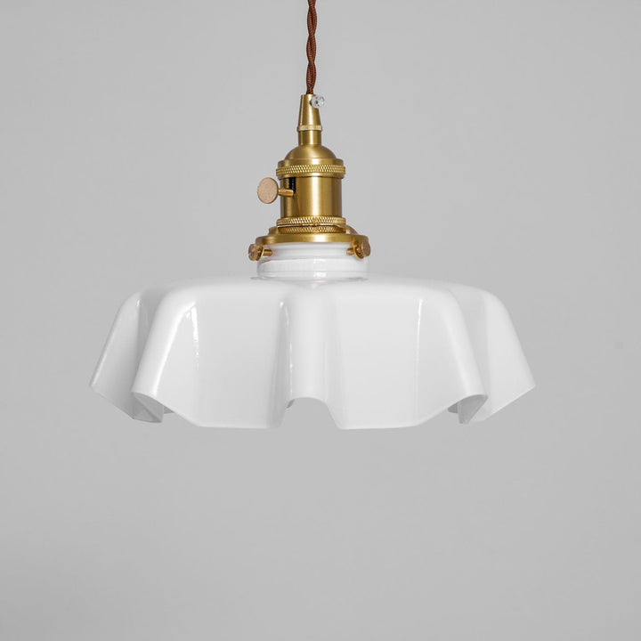 Ceramic Pendant Light 9.8 in x 5.1 in Adjustable Ceiling Indoor White Beige Pink Blue Vintage Lampshade | Kalsten