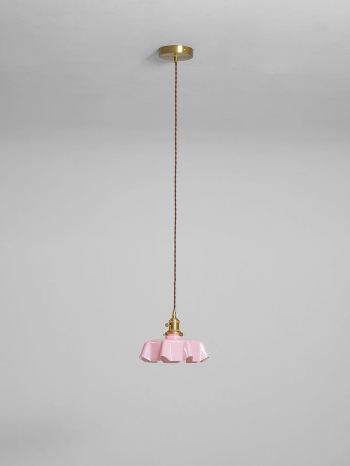 Ceramic Pendant Light 9.8 in x 5.1 in Adjustable Ceiling Indoor White Beige Pink Blue Vintage Lampshade | Kalsten