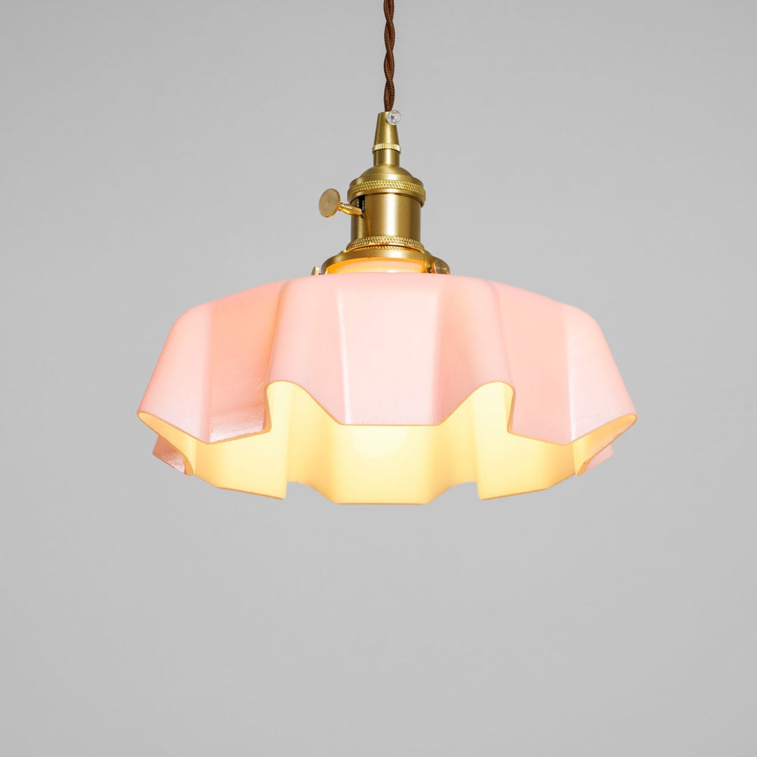 Ceramic Pendant Light 9.8 in x 5.1 in Adjustable Ceiling Indoor White Beige Pink Blue Vintage Lampshade | Kalsten