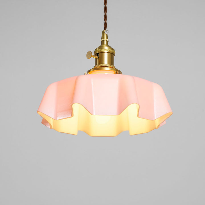 Ceramic Pendant Light 9.8 in x 5.1 in Adjustable Ceiling Indoor White Beige Pink Blue Vintage Lampshade | Kalsten