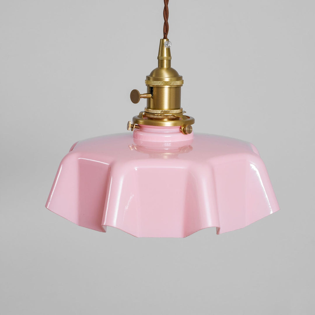 Ceramic Pendant Light 9.8 in x 5.1 in Adjustable Ceiling Indoor White Beige Pink Blue Vintage Lampshade | Kalsten