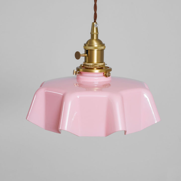 Ceramic Pendant Light 9.8 in x 5.1 in Adjustable Ceiling Indoor White Beige Pink Blue Vintage Lampshade | Kalsten