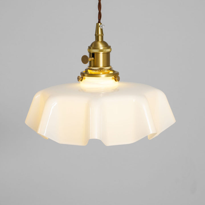 Ceramic Pendant Light 9.8 in x 5.1 in Adjustable Ceiling Indoor White Beige Pink Blue Vintage Lampshade | Kalsten