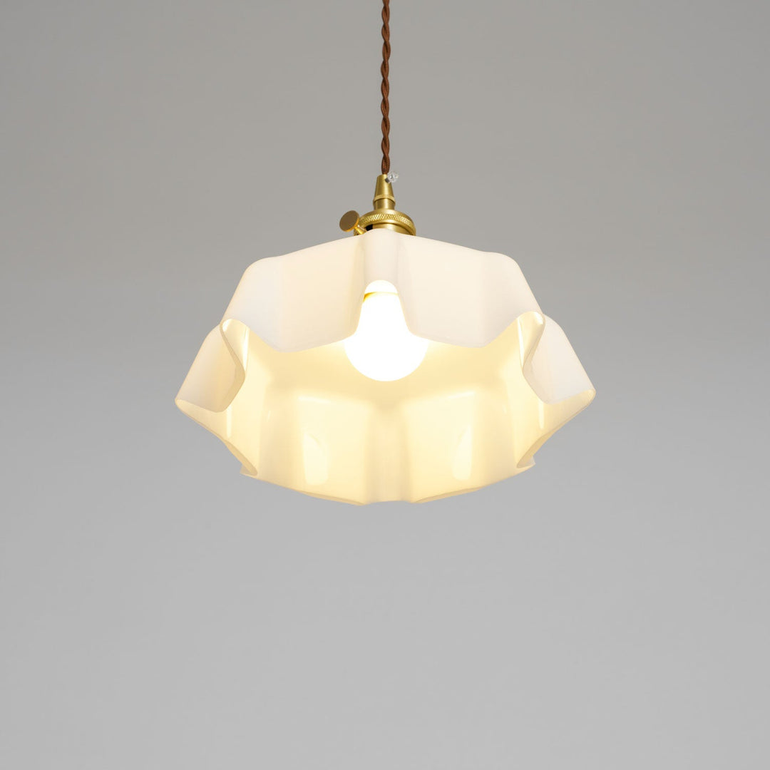 Ceramic Pendant Light 9.8 in x 5.1 in Adjustable Ceiling Indoor White Beige Pink Blue Vintage Lampshade | Kalsten