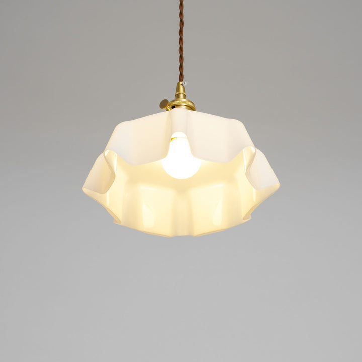 Ceramic Pendant Light 9.8 in x 5.1 in Adjustable Ceiling Indoor White Beige Pink Blue Vintage Lampshade | Kalsten