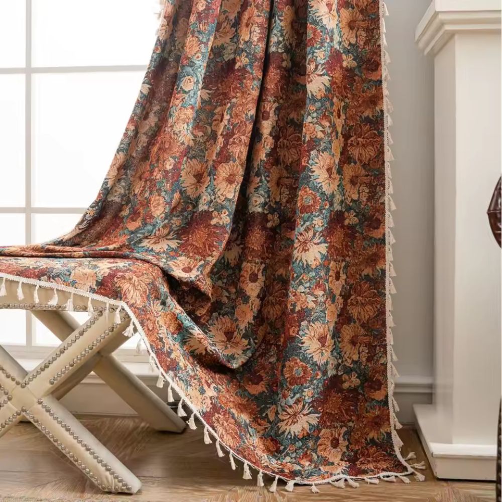 French Vintage Floral Pattern Curtain