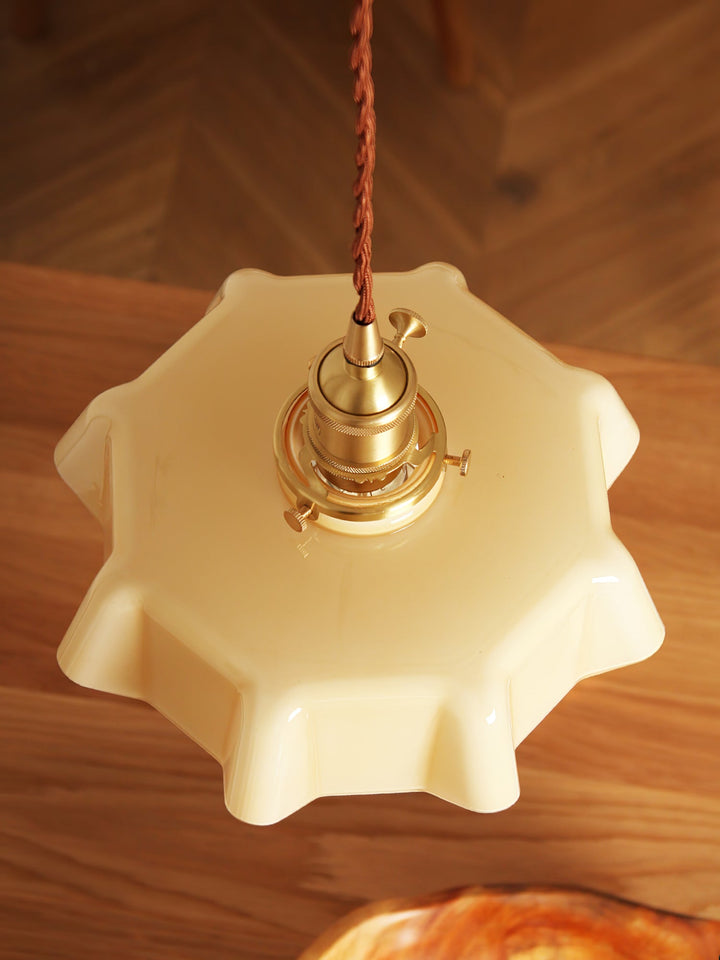 Ceramic Pendant Light 9.8 in x 5.1 in Adjustable Ceiling Indoor White Beige Pink Blue Vintage Lampshade | Kalsten
