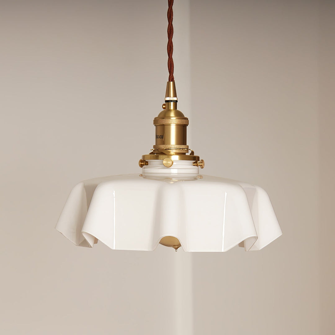 Ceramic Pendant Light 9.8 in x 5.1 in Adjustable Ceiling Indoor White Beige Pink Blue Vintage Lampshade | Kalsten
