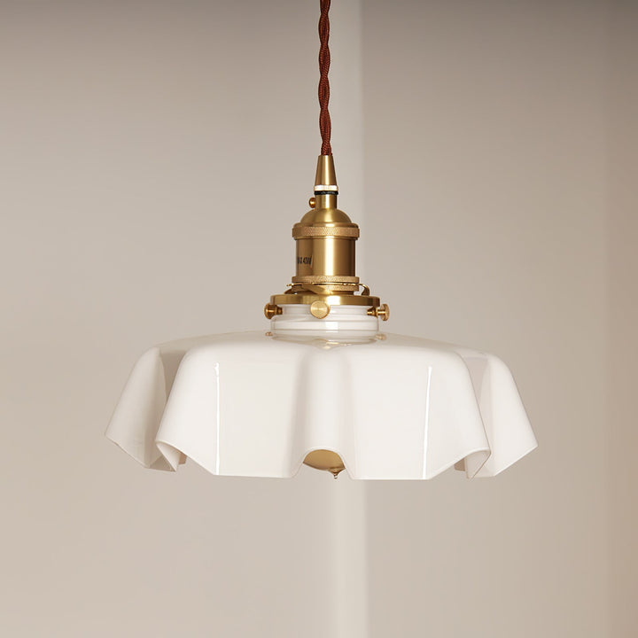 Ceramic Pendant Light 9.8 in x 5.1 in Adjustable Ceiling Indoor White Beige Pink Blue Vintage Lampshade | Kalsten