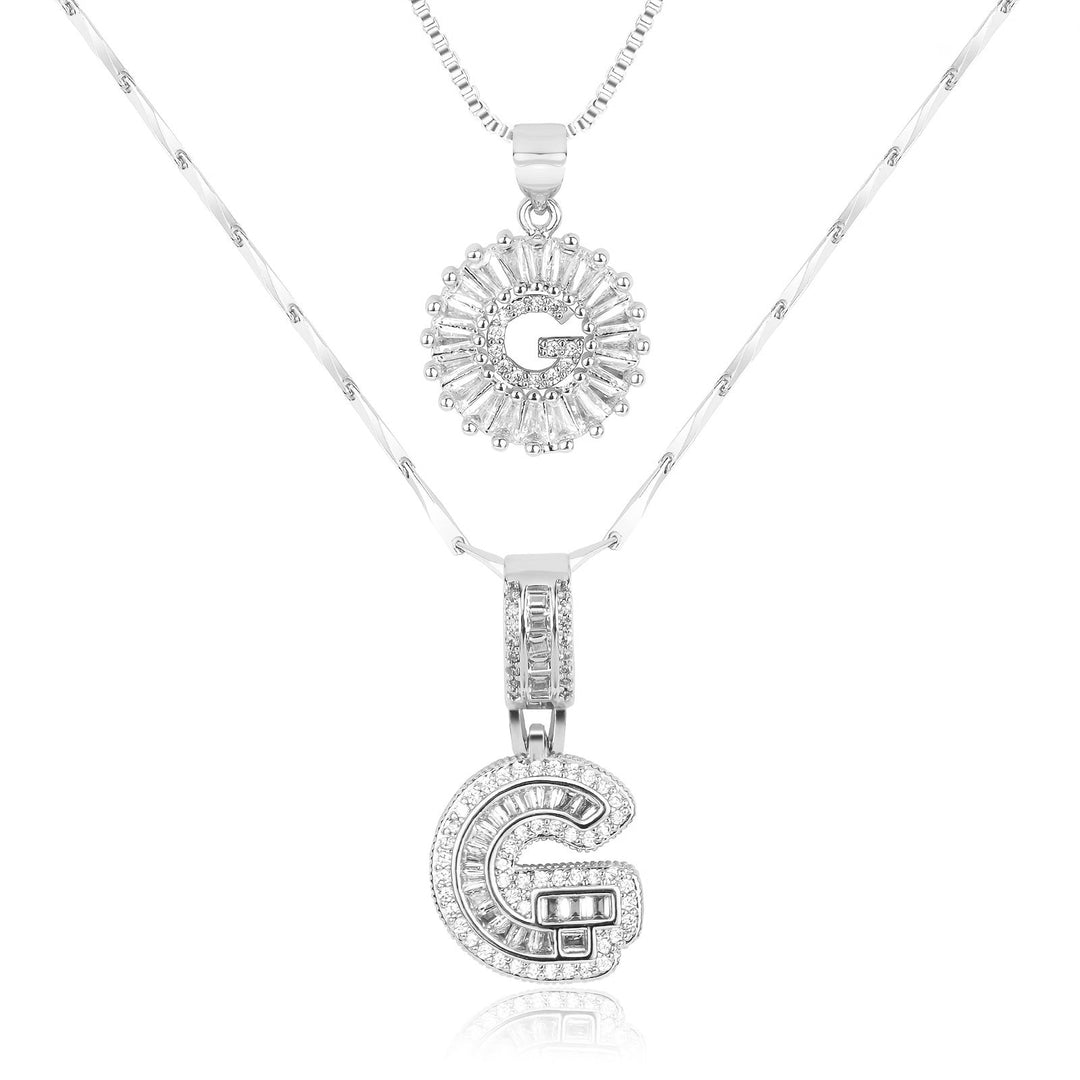 Kalsten | 2pc 14k Diamond Letter Initial Necklaces