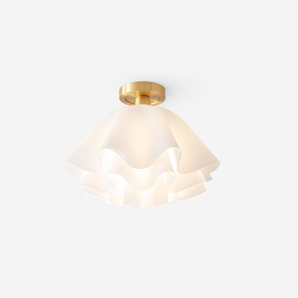 Ceiling Light Brass Pleated Acrylic 11.8 in Modern Bedroom Living Room Fixture Adjustable Ambient Lighting | Kalsten