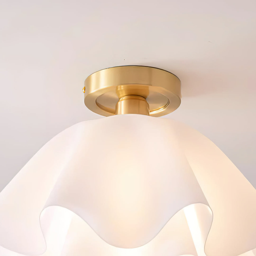 Ceiling Light Brass Pleated Acrylic 11.8 in Modern Bedroom Living Room Fixture Adjustable Ambient Lighting | Kalsten
