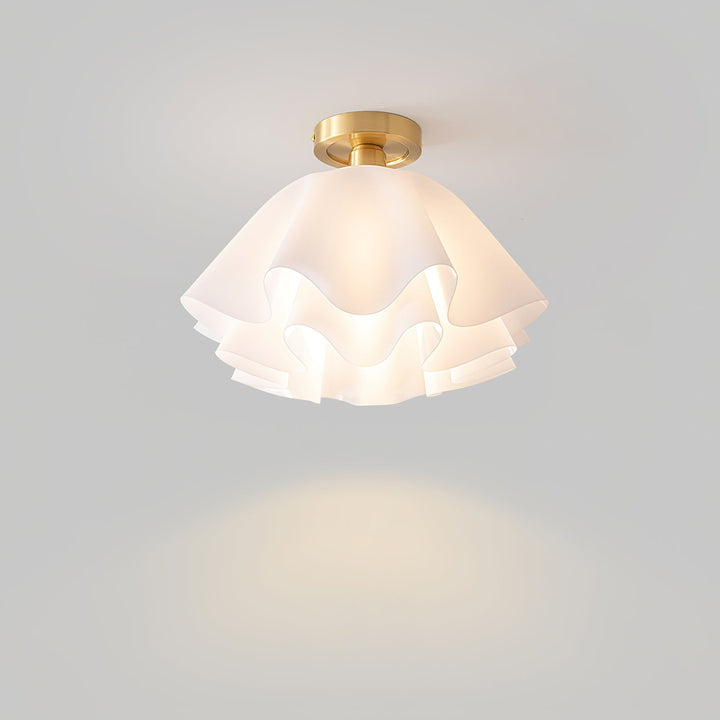 Ceiling Light Brass Pleated Acrylic 11.8 in Modern Bedroom Living Room Fixture Adjustable Ambient Lighting | Kalsten