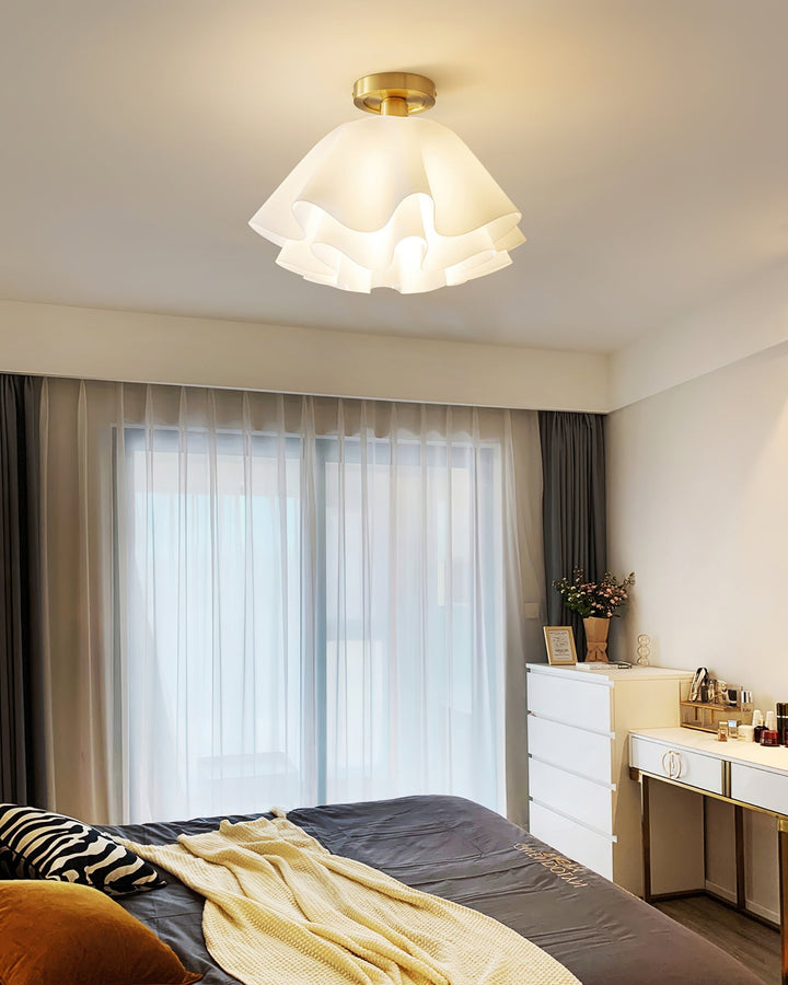 Ceiling Light Brass Pleated Acrylic 11.8 in Modern Bedroom Living Room Fixture Adjustable Ambient Lighting | Kalsten