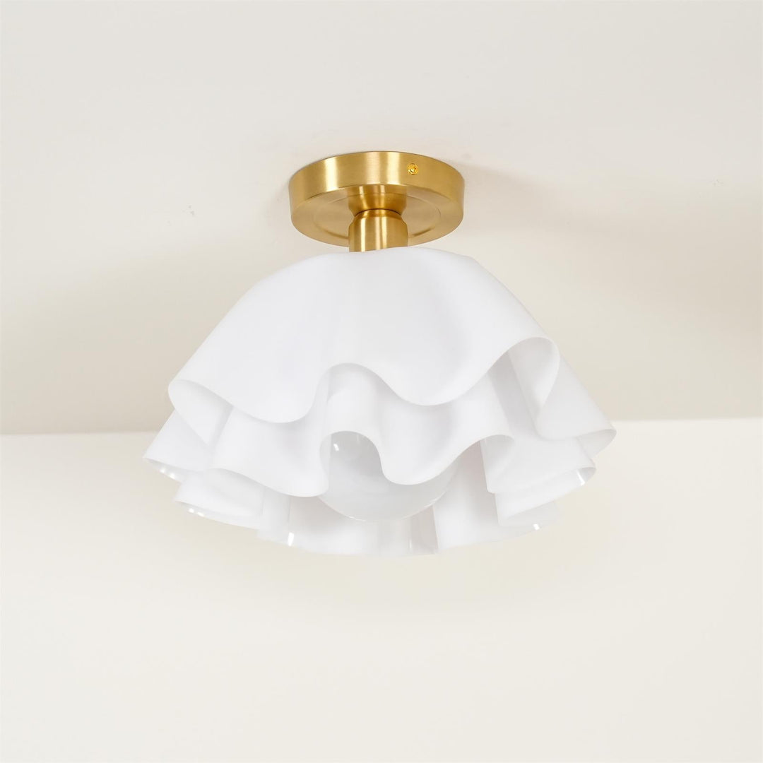Ceiling Light Brass Pleated Acrylic 11.8 in Modern Bedroom Living Room Fixture Adjustable Ambient Lighting | Kalsten