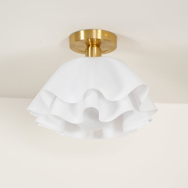 Ceiling Light Brass Pleated Acrylic 11.8 in Modern Bedroom Living Room Fixture Adjustable Ambient Lighting | Kalsten