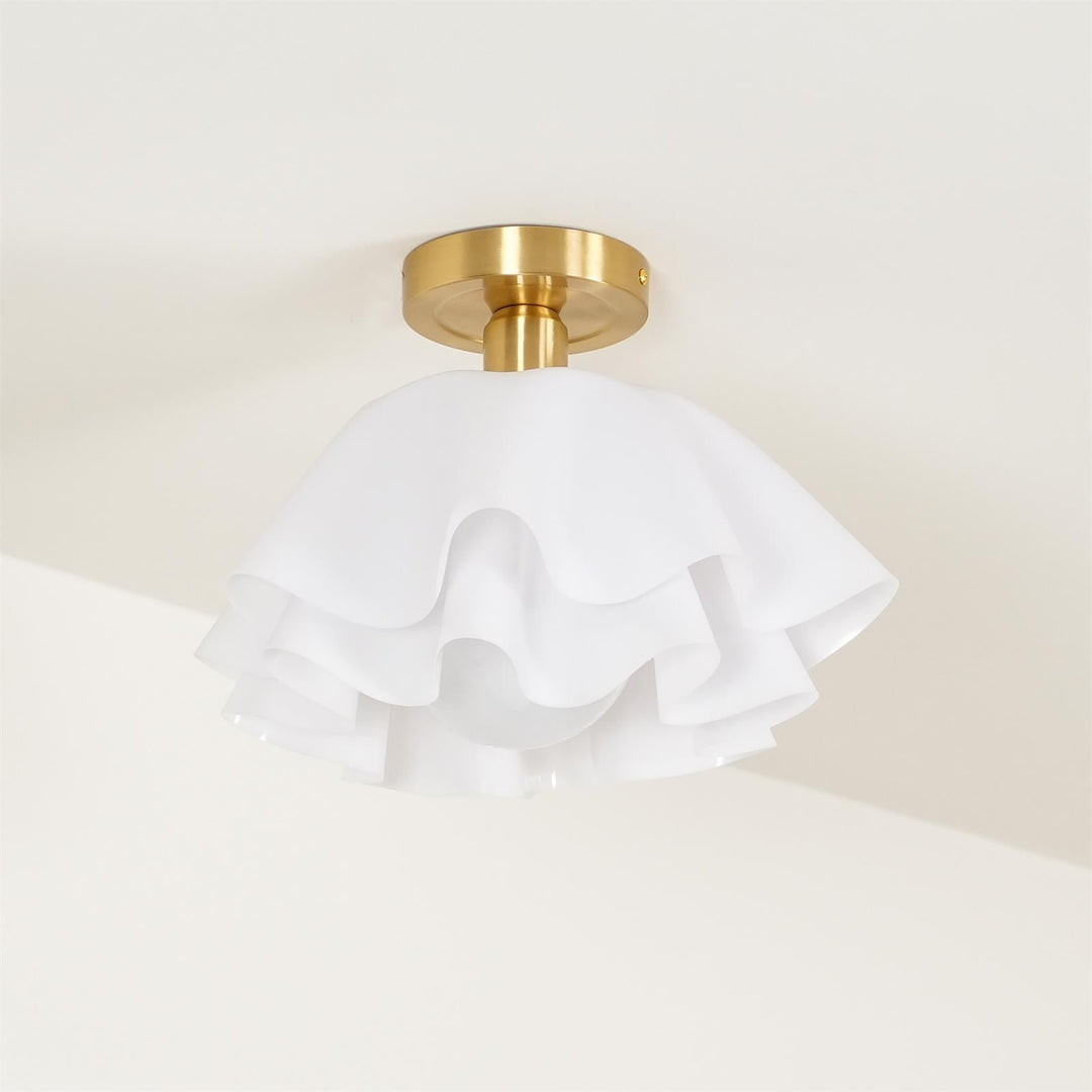 Ceiling Light Brass Pleated Acrylic 11.8 in Modern Bedroom Living Room Fixture Adjustable Ambient Lighting | Kalsten