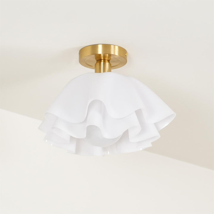 Ceiling Light Brass Pleated Acrylic 11.8 in Modern Bedroom Living Room Fixture Adjustable Ambient Lighting | Kalsten