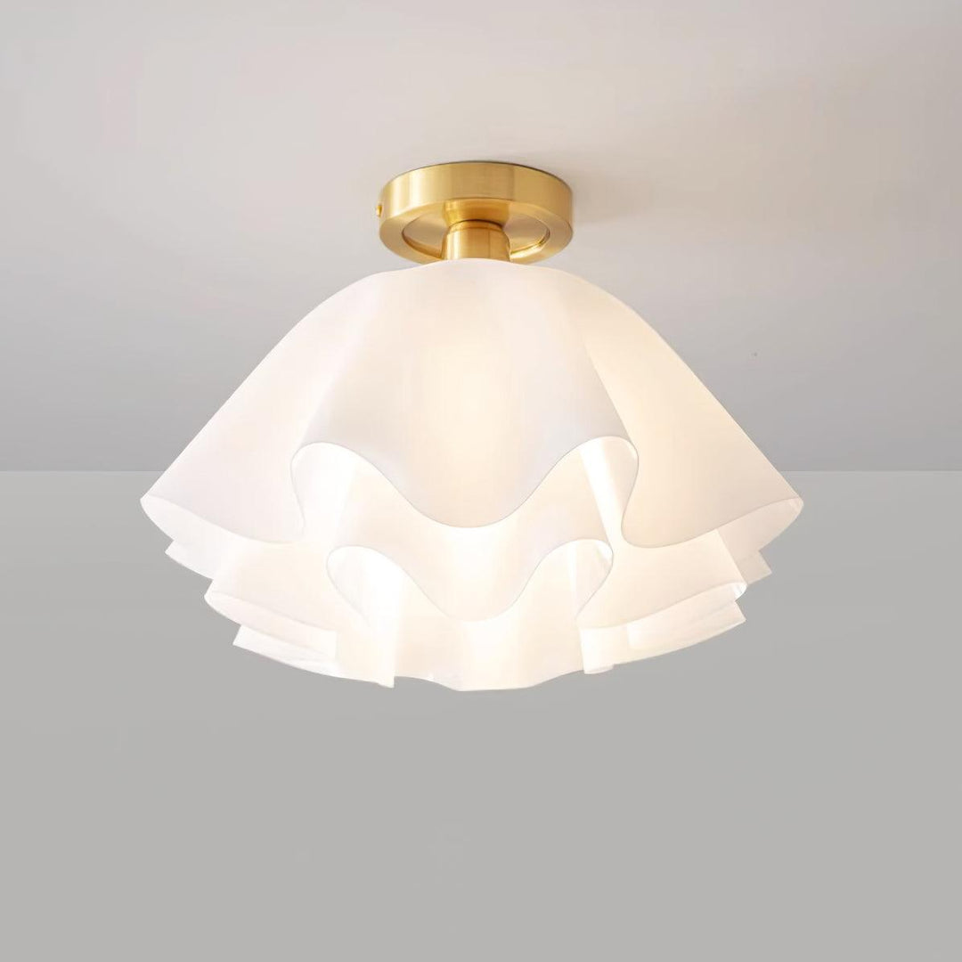 Ceiling Light Brass Pleated Acrylic 11.8 in Modern Bedroom Living Room Fixture Adjustable Ambient Lighting | Kalsten